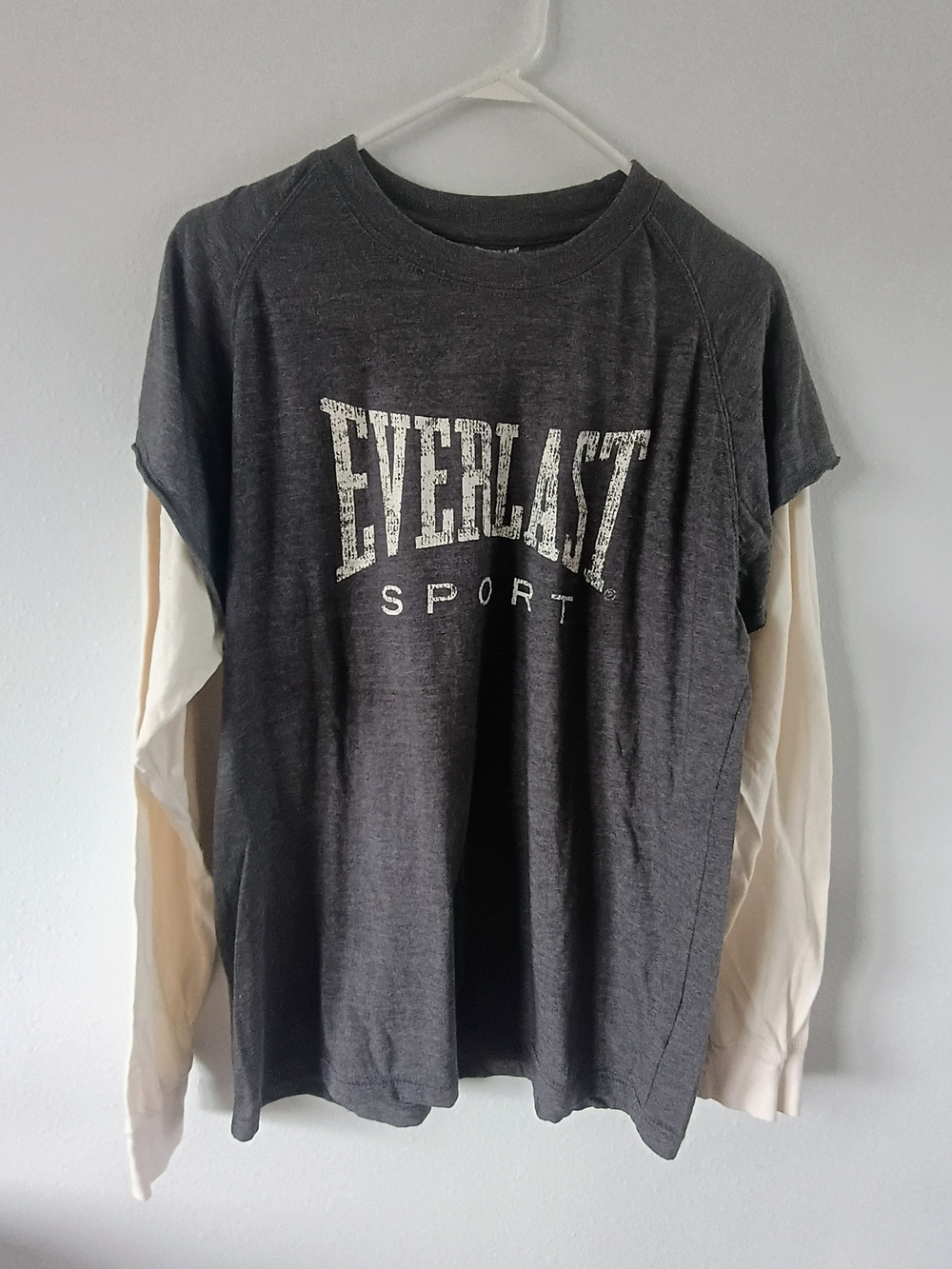 Everlast Sport Layered Shirt Womens Large Gray Long Sleeve Tee Athleisure Casual